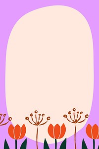 Tulip flower frame background, cute Spring doodle vector