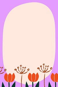 Tulip flower frame background, cute Spring doodle psd