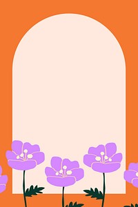 Cute flower frame background, beige arch shape vector