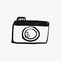 Camera sticker, object doodle in black psd
