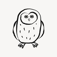 Owl bird sticker, animal doodle in black psd