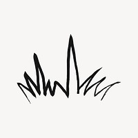 Grass sticker, nature doodle in black vector