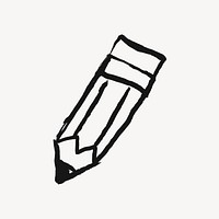 Pencil sticker, stationery doodle in black psd