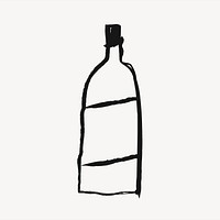 Bottle sticker, object doodle in black psd