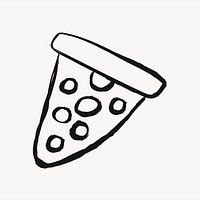 Pizza sticker, food doodle in black psd