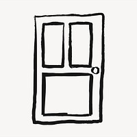 Door sticker, home interior doodle in black vector