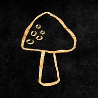 Mushroom sticker, gold aesthetic doodle psd