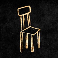 Chair sticker, gold aesthetic doodle psd