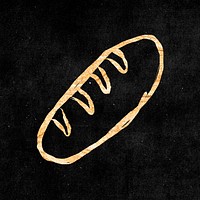 Baguette bread sticker, gold aesthetic doodle psd