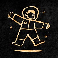 Cute astronaut, gold aesthetic doodle