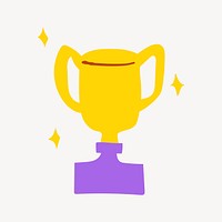 Winner trophy sticker, cute doodle in colorful design vector