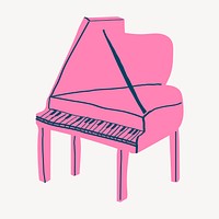 Grand piano sticker, cute doodle in colorful design vector