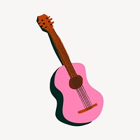 Acoustic guitar sticker, cute doodle in colorful design psd