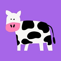 Dairy cattle, cow sticker, cute doodle in colorful design vector