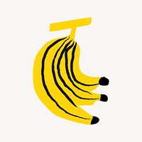 Banana fruit sticker, cute doodle in colorful design psd