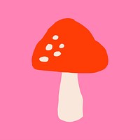 Mushroom sticker, cute doodle in colorful design psd