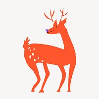 Christmas reindeer sticker, cute doodle in colorful design vector