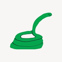 Green snake sticker, cute doodle in colorful design vector