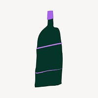 Bottle sticker, cute doodle in colorful design vector