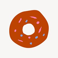 Donut sticker, cute doodle in colorful design psd