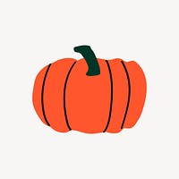 Pumpkin, vegetable sticker, cute doodle in colorful design psd