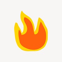 Fire flame sticker, cute doodle in colorful design psd