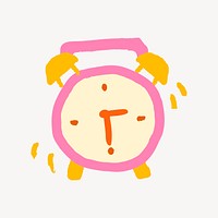 Alarm clock sticker, cute doodle in colorful design psd