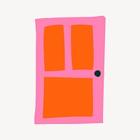 Door sticker, cute doodle in colorful design vector