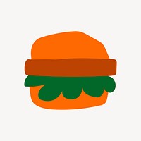 Hamburger sticker, cute doodle in colorful design psd