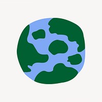 Earth, globe sticker, cute doodle in colorful design vector