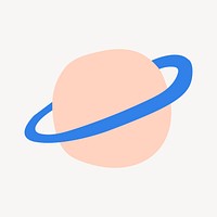 Planet Saturn sticker, cute doodle in colorful design psd