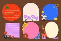 Funky doodle frame backgrounds set psd