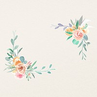 Floral border frame, old rose flower psd illustration