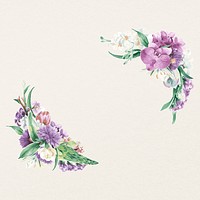 chrysanthemum border design, purple floral psd illustration  