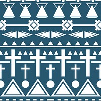 Tribal seamless pattern background vector, white and blue textile