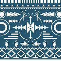 Tribal seamless pattern background vector, white and blue fabric