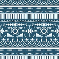 Tribal seamless pattern background vector, white and blue textile