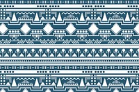 Tribal pattern background, white and blue fabric design vector