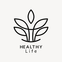 Wellness business logo template, leaf modern design psd