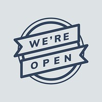 We're open logo editable shop badge sticker design text psd