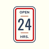 Open 24 hrs logo editable shop badge sticker design text psd