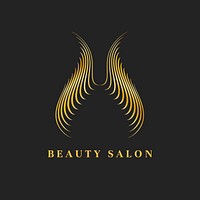 Beauty salon logo template, gold luxury design psd