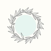 Wreath logo frame clipart, aesthetic botanical design vector