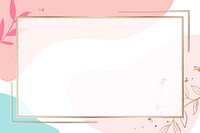 Pastel pink Memphis frame psd with leaves