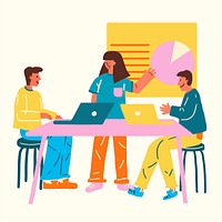 Cute business teamwork flat illustration