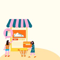 Online shopping background vector in flat style
