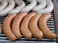 Red sausage and white sausage. Original public domain image from Wikimedia Commons