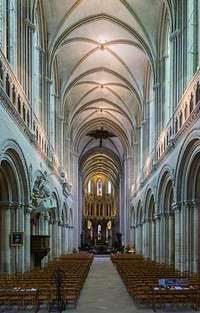 The nave of the cathedral, Bayeux, Calvados, Normandy, France. Original public domain image from <a href="https://commons.wikimedia.org/wiki/File:Nave_cathedral_Bayeux.jpg" target="_blank">Wikimedia Commons</a>