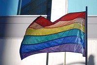 This is a rainbow flag. Original public domain image from Wikimedia Commons