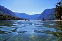 Lake Bohinj. Original public domain image from Wikimedia Commons